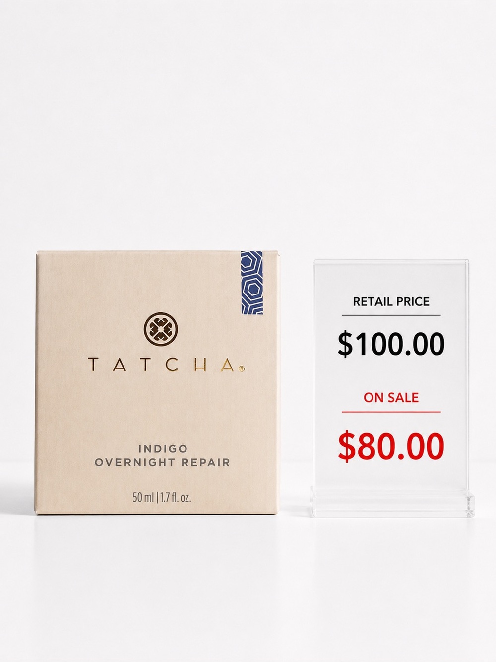 Tatcha Indigo Overnight Repair - Beige Box with Blue Accent